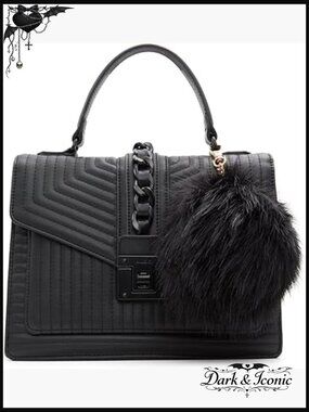 Top Handle Handbag with Twist Lock Closure